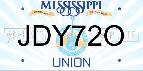 JDY72O Mississippi License Plate