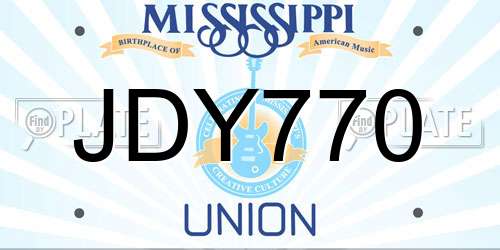 JDY770 Mississippi License Plate