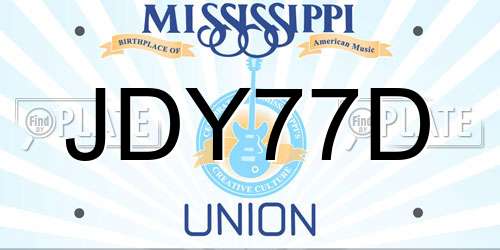 JDY77D Mississippi License Plate
