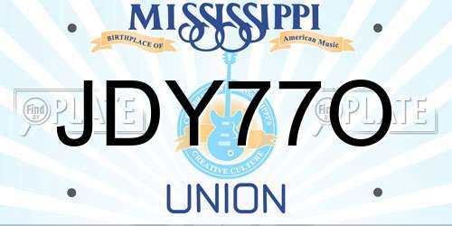 JDY77O Mississippi License Plate