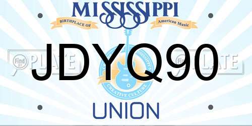 JDYQ90 Mississippi License Plate