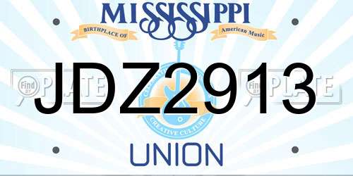 JDZ2913 Mississippi License Plate