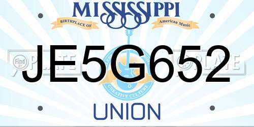 JE5G652 Mississippi License Plate