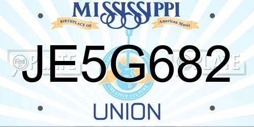 JE5G682 Mississippi License Plate
