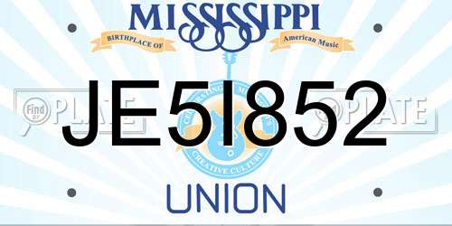 JE5I852 Mississippi License Plate