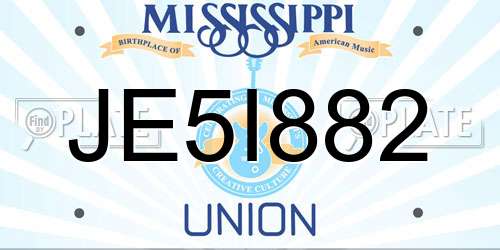 JE5I882 Mississippi License Plate