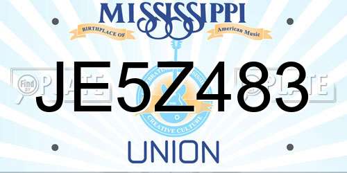 JE5Z483 Mississippi License Plate