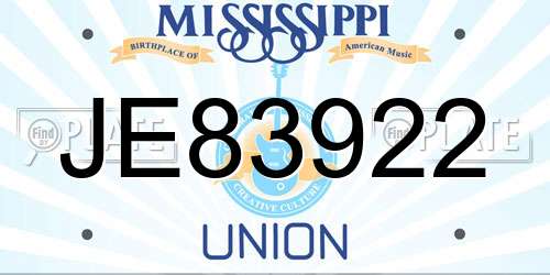 JE83922 Mississippi License Plate