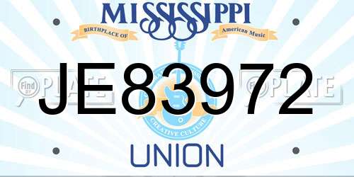 JE83972 Mississippi License Plate