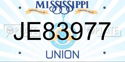 JE83977 Mississippi License Plate