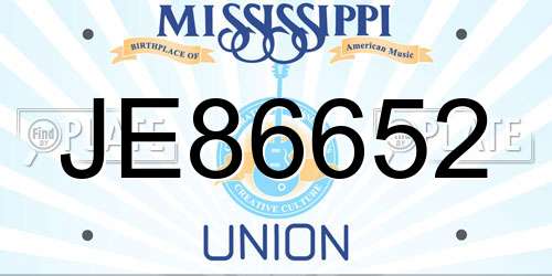 JE86652 Mississippi License Plate