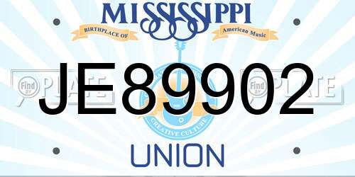JE89902 Mississippi License Plate
