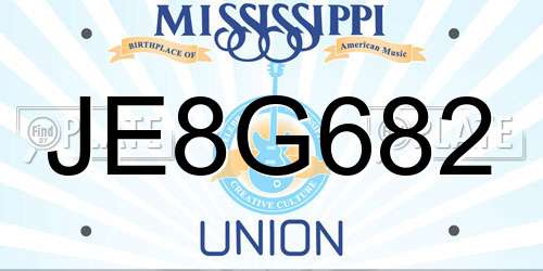 JE8G682 Mississippi License Plate