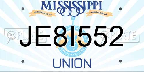 JE8I552 Mississippi License Plate