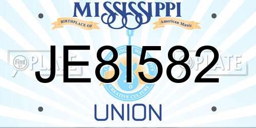 JE8I582 Mississippi License Plate