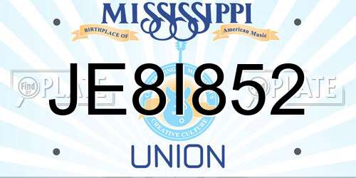 JE8I852 Mississippi License Plate