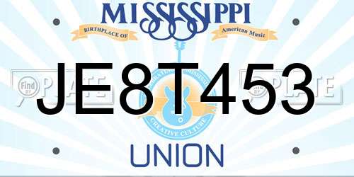 JE8T453 Mississippi License Plate