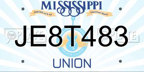 JE8T483 Mississippi License Plate