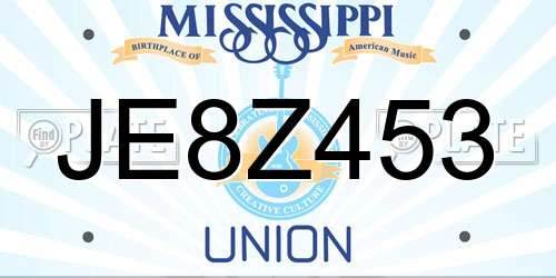 JE8Z453 Mississippi License Plate