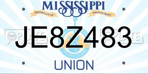 JE8Z483 Mississippi License Plate