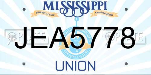 JEA5778 Mississippi License Plate