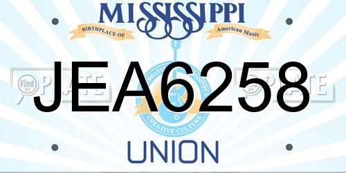 JEA6258 Mississippi License Plate