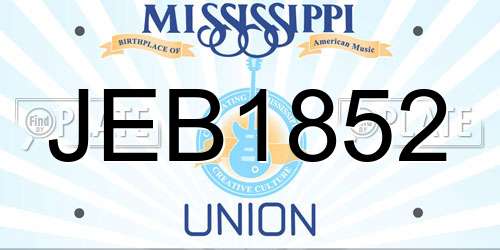 JEB1852 Mississippi License Plate