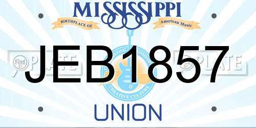 JEB1857 Mississippi License Plate
