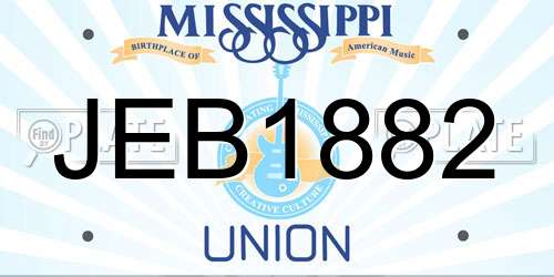 JEB1882 Mississippi License Plate