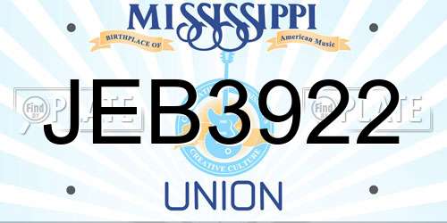 JEB3922 Mississippi License Plate