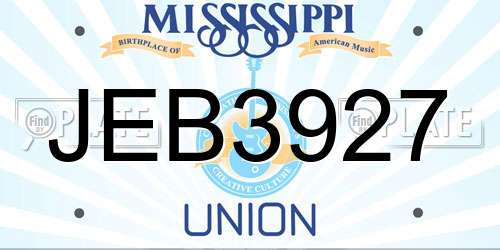 JEB3927 Mississippi License Plate