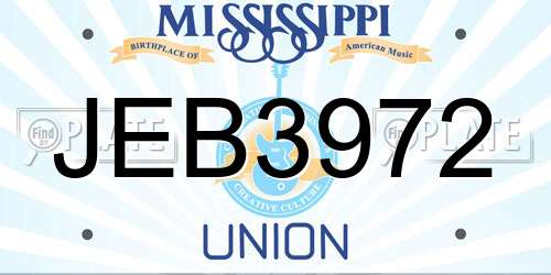 JEB3972 Mississippi License Plate