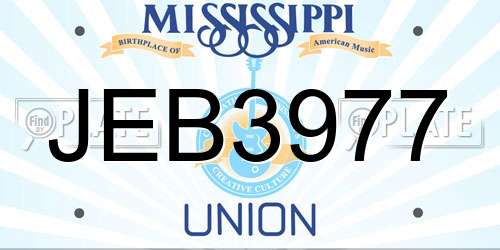 JEB3977 Mississippi License Plate