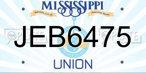 JEB6475 Mississippi License Plate