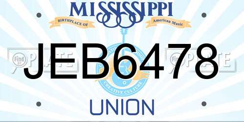 JEB6478 Mississippi License Plate