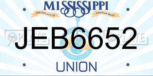 JEB6652 Mississippi License Plate