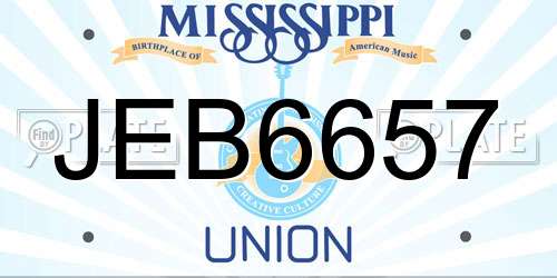 JEB6657 Mississippi License Plate