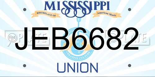 JEB6682 Mississippi License Plate