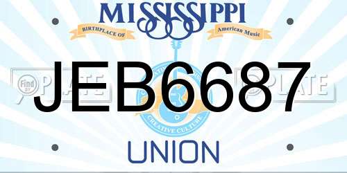 JEB6687 Mississippi License Plate