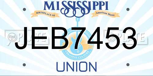 JEB7453 Mississippi License Plate