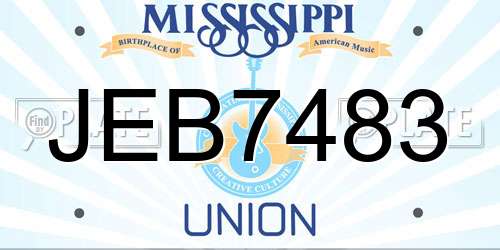 JEB7483 Mississippi License Plate