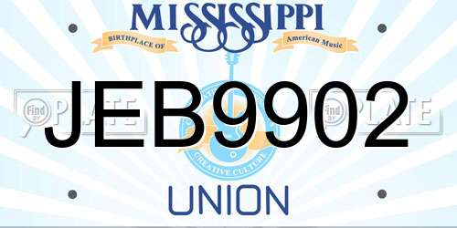 JEB9902 Mississippi License Plate
