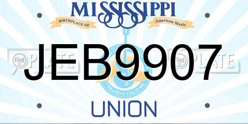 JEB9907 Mississippi License Plate