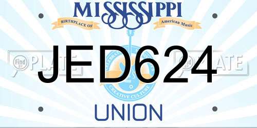 JED624 Mississippi License Plate