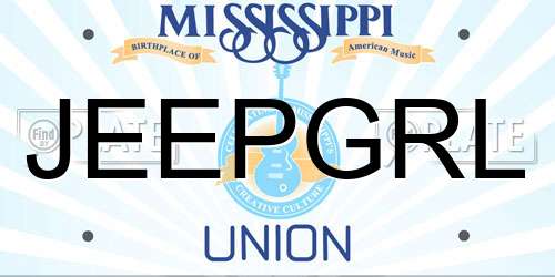 JEEPGRL Mississippi License Plate