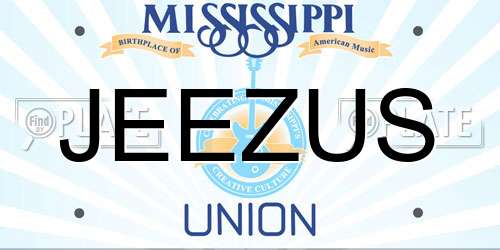JEEZUS Mississippi License Plate