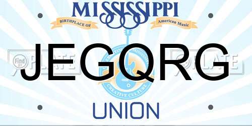 JEGQRG Mississippi License Plate