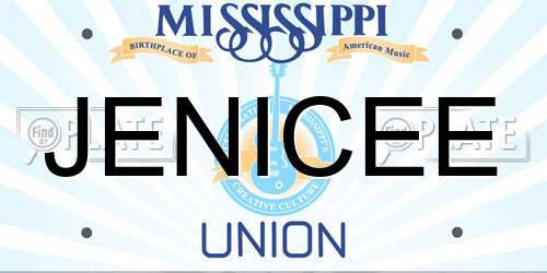 JENICEE Mississippi License Plate