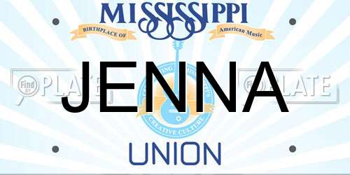JENNA Mississippi License Plate