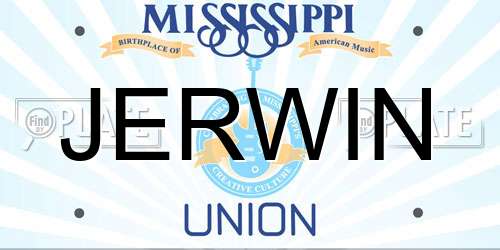JERWIN Mississippi License Plate